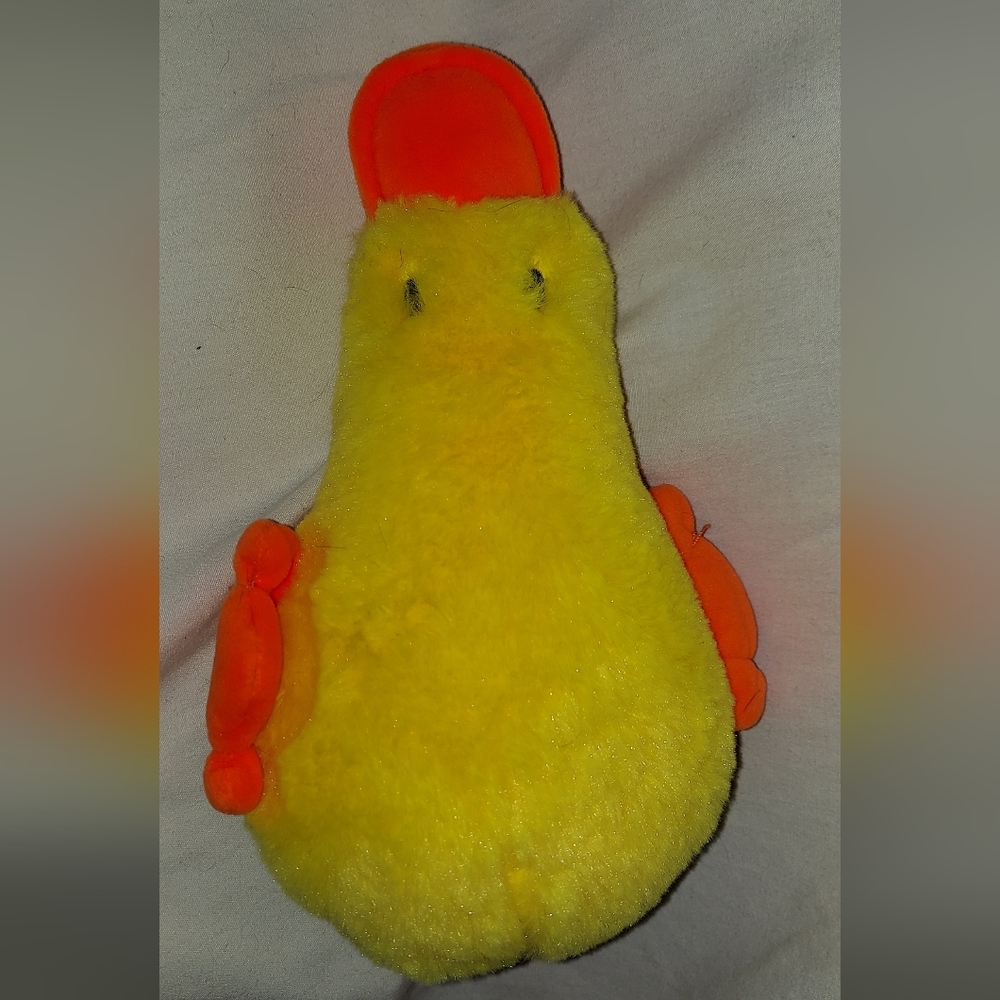 Yellow and Orange Plush Duck Squeaky Dog Toy